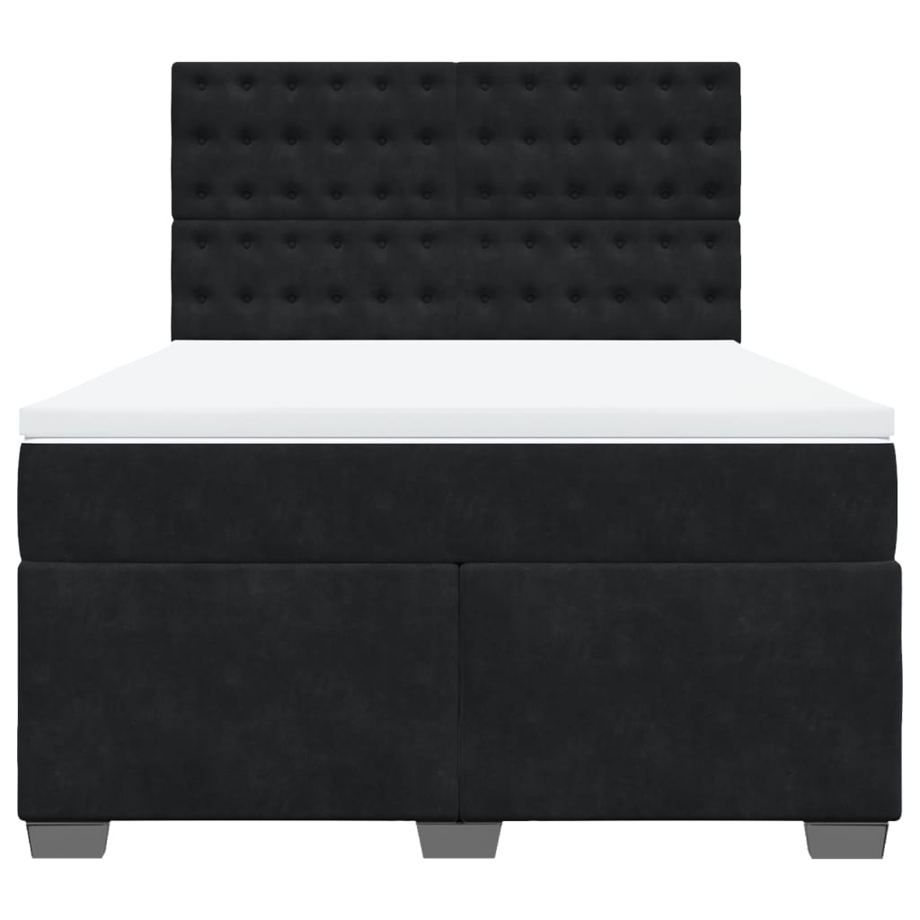 Sommier à lattes de lit avec matelas Noir 140x190 cm Velours - XIOS