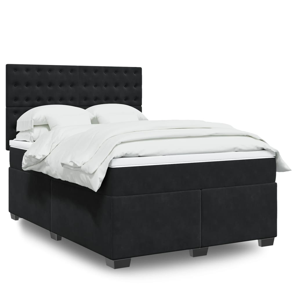 Sommier à lattes de lit avec matelas Noir 140x190 cm Velours - XIOS