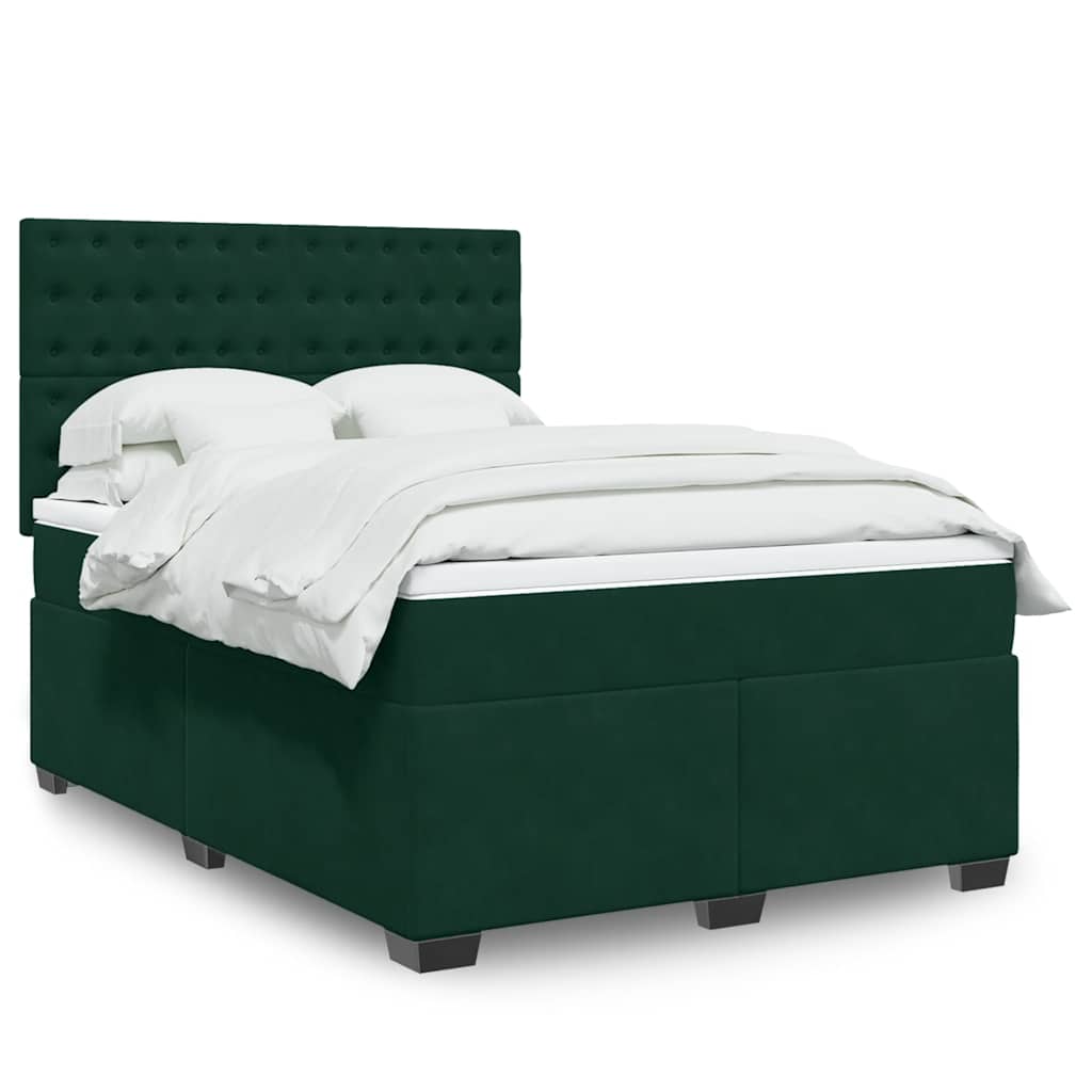Sommier à lattes de lit et matelas Vert foncé 140x190cm Velours - XIOS