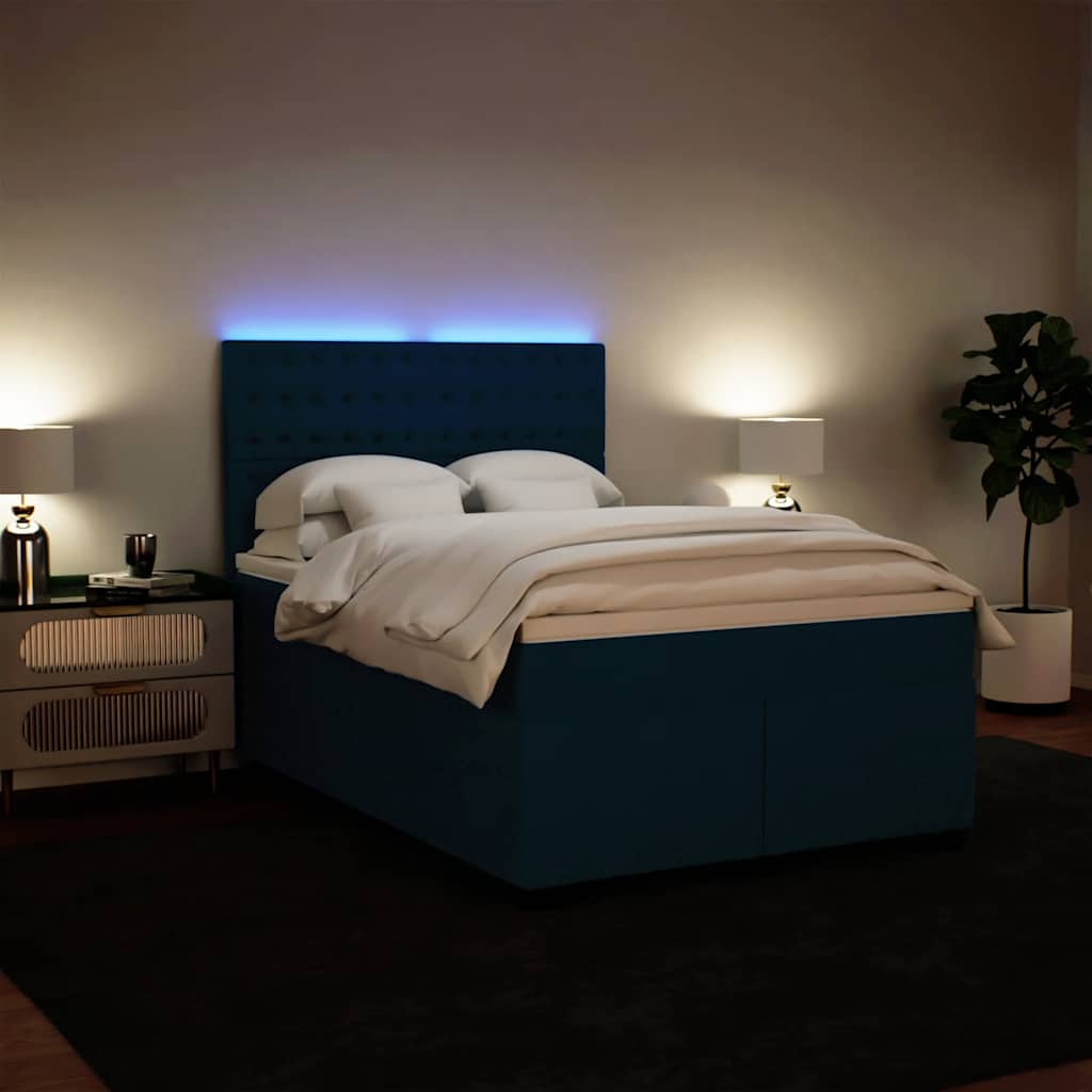 Sommier à lattes de lit et matelas bleu 140x190 cm velours - XIOS