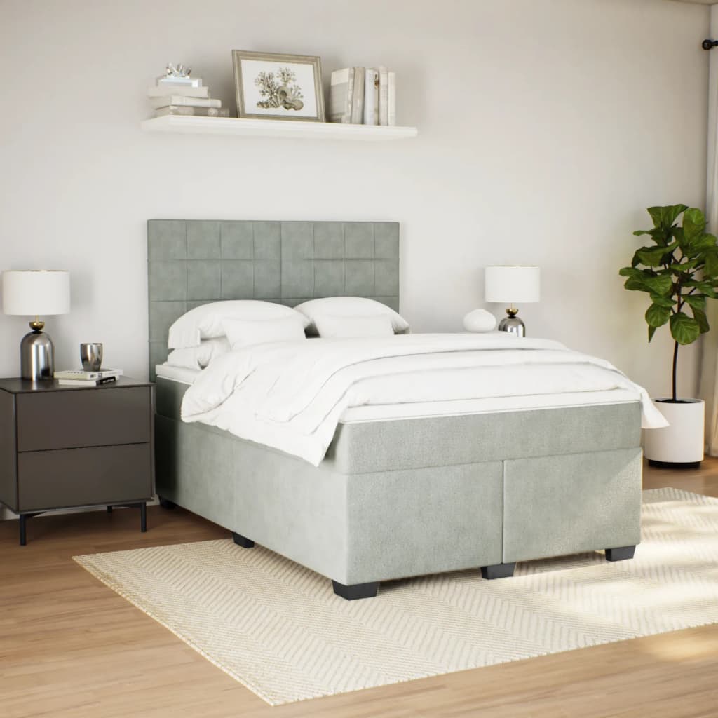 Sommier à lattes de lit et matelas Gris clair 140x200cm Velours - XIOS
