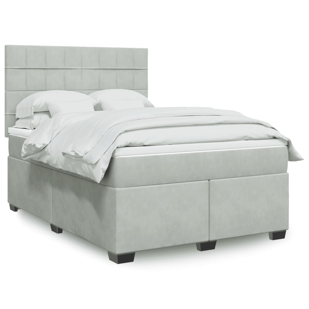 Sommier à lattes de lit et matelas Gris clair 140x200cm Velours - XIOS