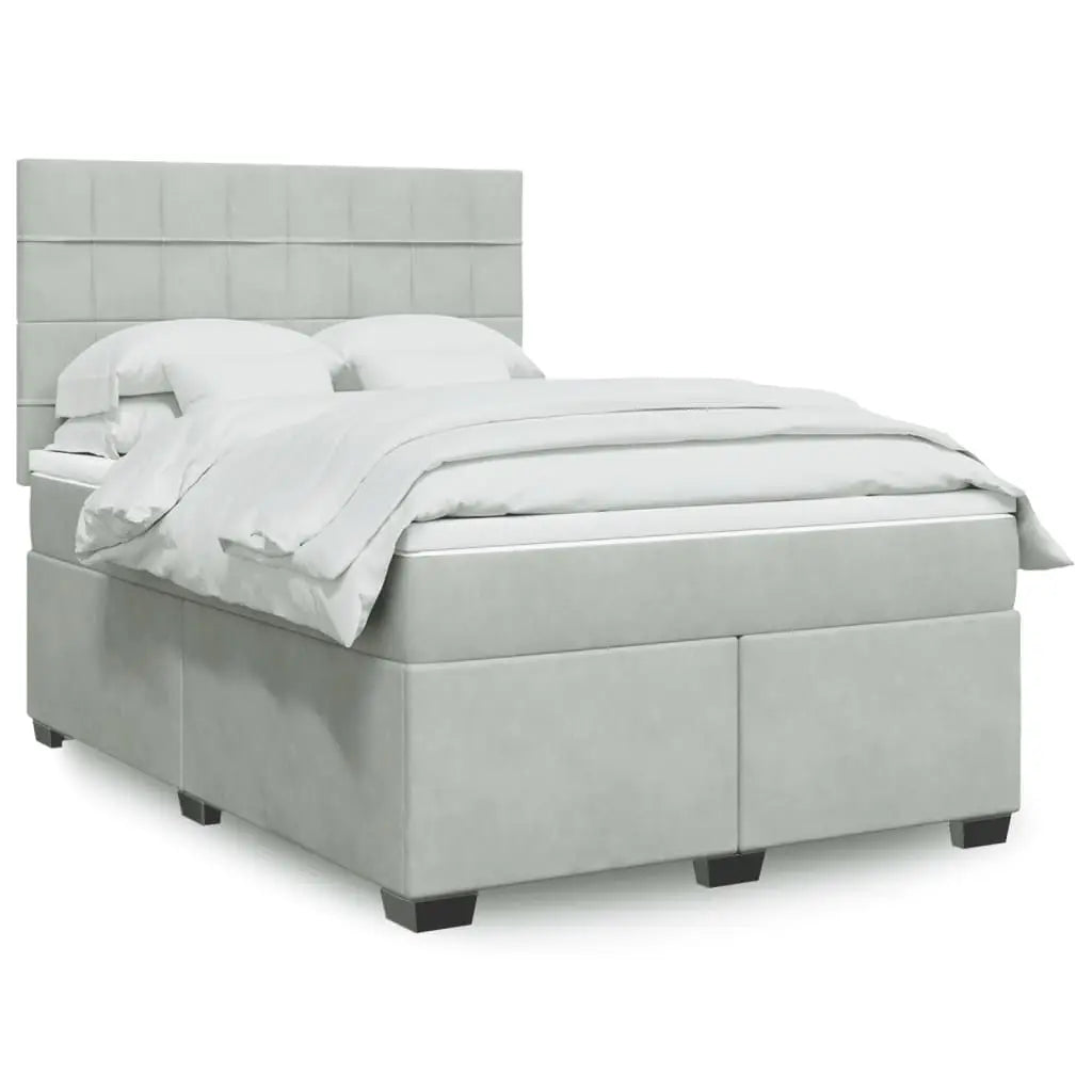 Sommier à lattes de lit et matelas Gris clair 140x200cm Velours - XIOS