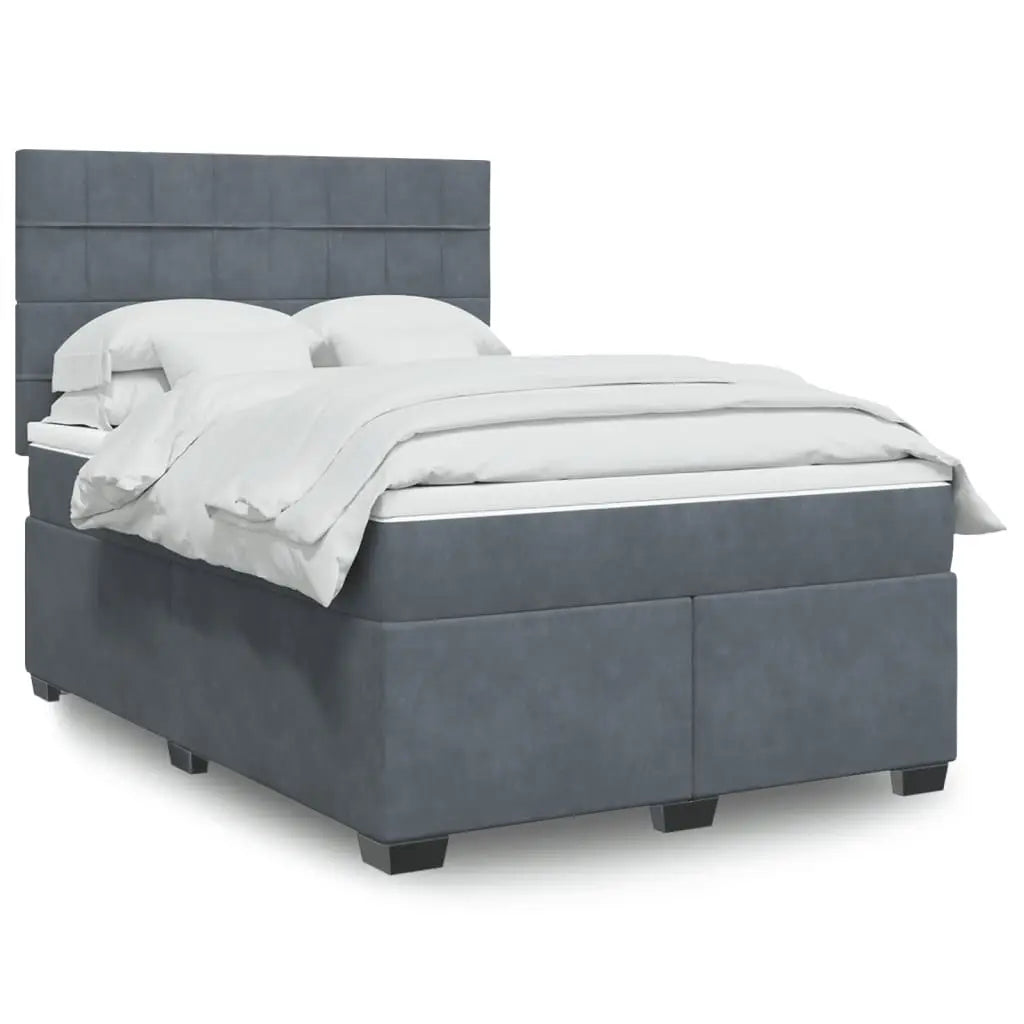 Sommier à lattes de lit et matelas Gris foncé 140x200cm Velours - XIOS