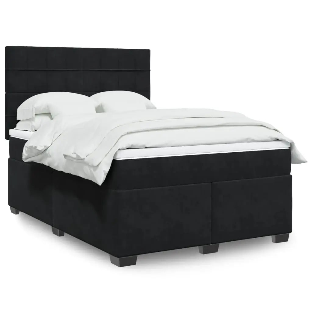 Sommier à lattes de lit avec matelas Noir 140x200 cm Velours - XIOS