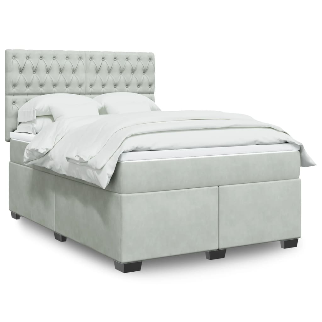 Sommier à lattes de lit et matelas Gris clair 140x200cm Velours - XIOS