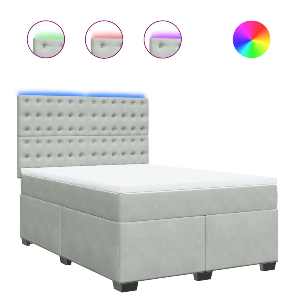Sommier à lattes de lit et matelas Gris clair 140x200cm Velours - XIOS