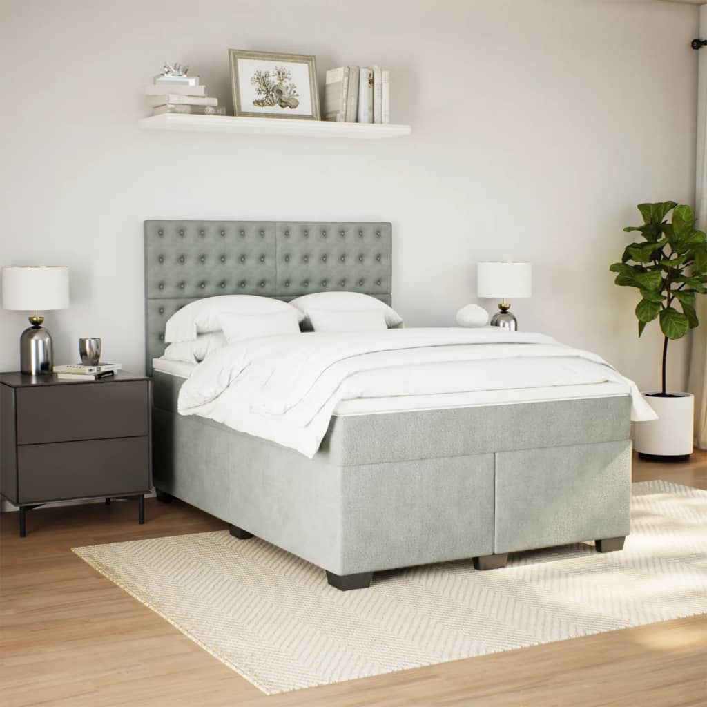 Sommier à lattes de lit et matelas Gris clair 140x200cm Velours - XIOS