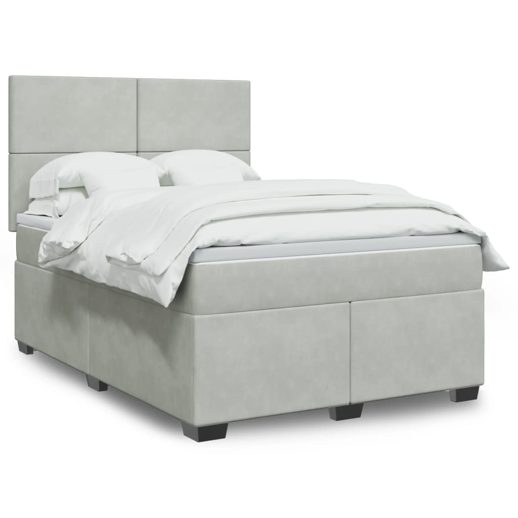 Sommier à lattes de lit et matelas Gris clair 160x200cm Velours - XIOS