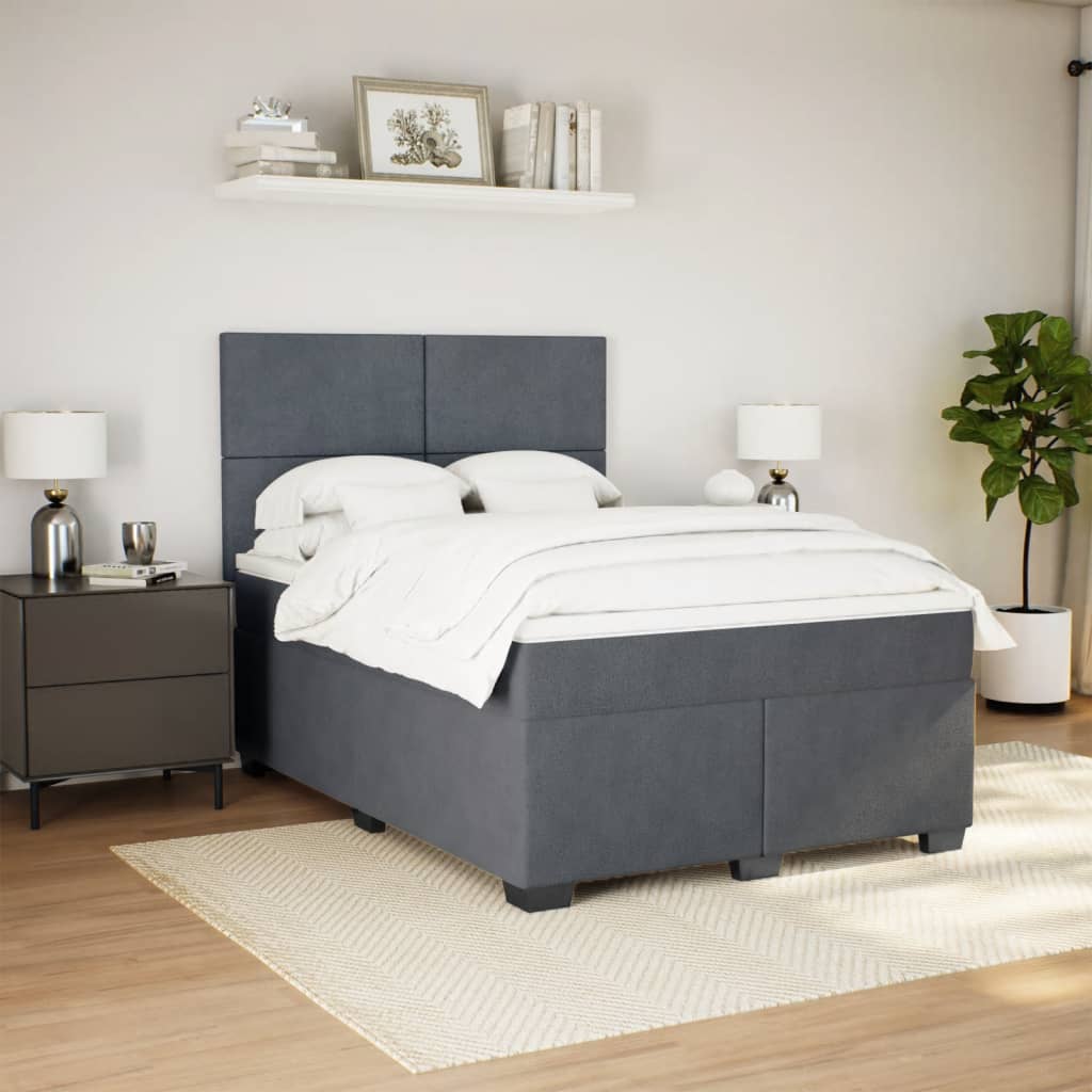 Sommier à lattes de lit et matelas Gris foncé 160x200cm Velours - XIOS