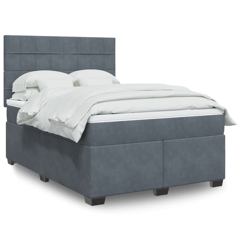 Sommier à lattes de lit et matelas Gris foncé 160x200cm Velours - XIOS