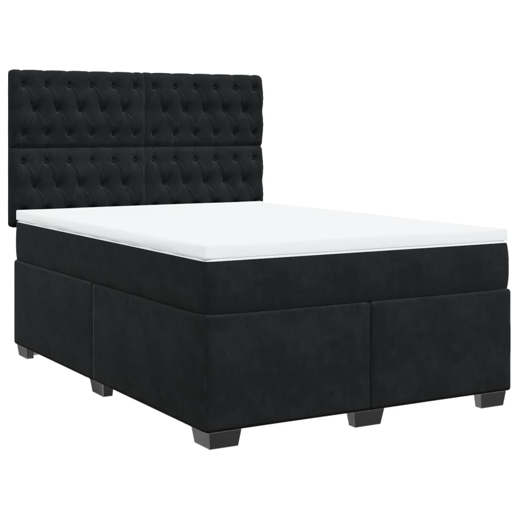 Sommier à lattes de lit et matelas Noir 160x200 cm Velours - XIOS