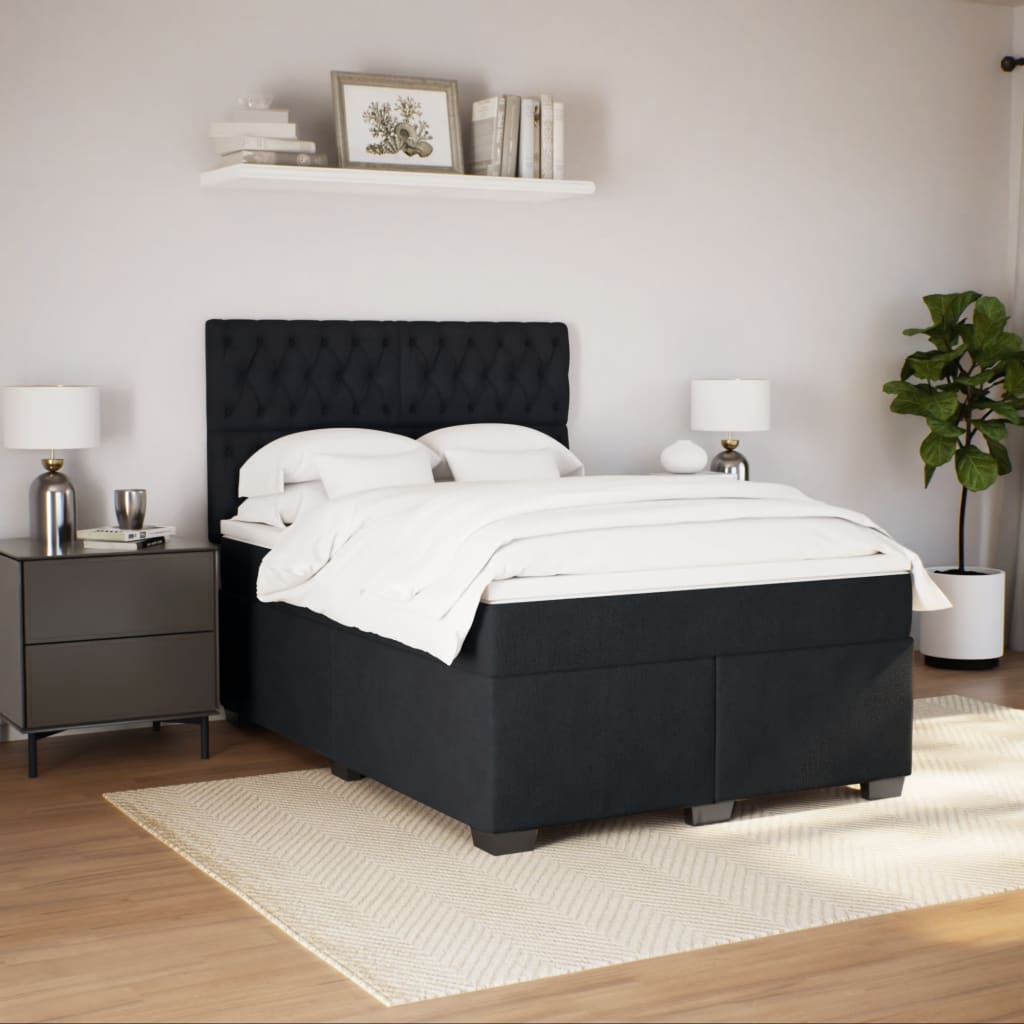 Sommier à lattes de lit et matelas Noir 160x200 cm Velours - XIOS