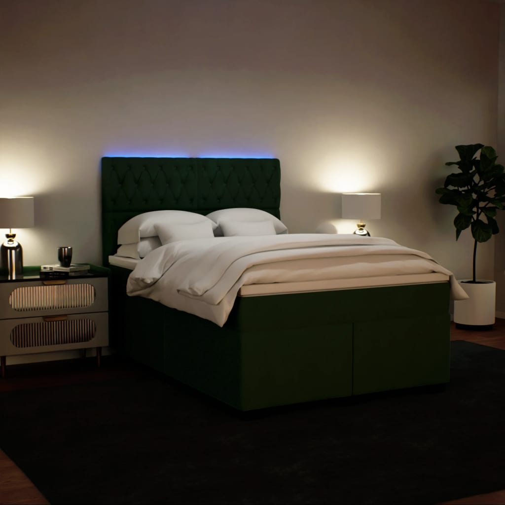 Sommier à lattes de lit et matelas Vert foncé 160x200cm Velours - XIOS