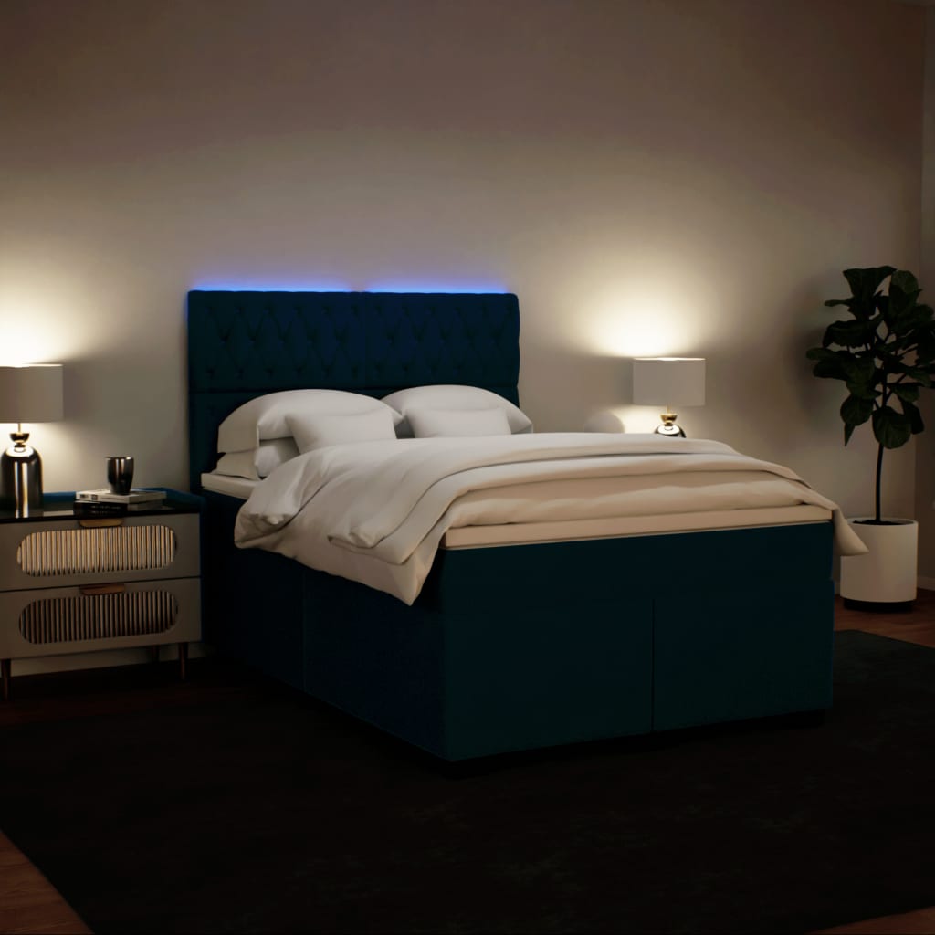 Sommier à lattes de lit et matelas bleu 160x200 cm velours - XIOS