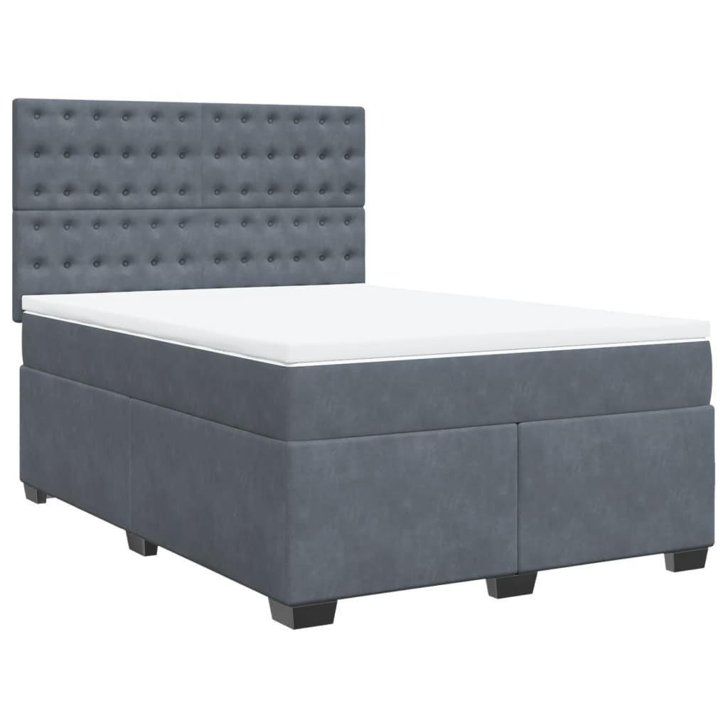 Sommier à lattes de lit et matelas Gris foncé 160x200cm Velours - XIOS