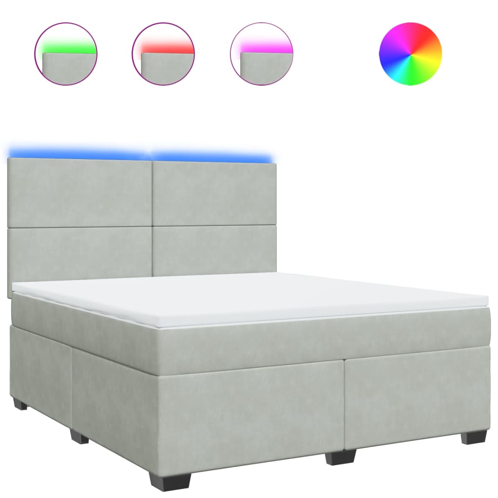 Sommier à lattes de lit et matelas Gris clair 180x200cm Velours - XIOS