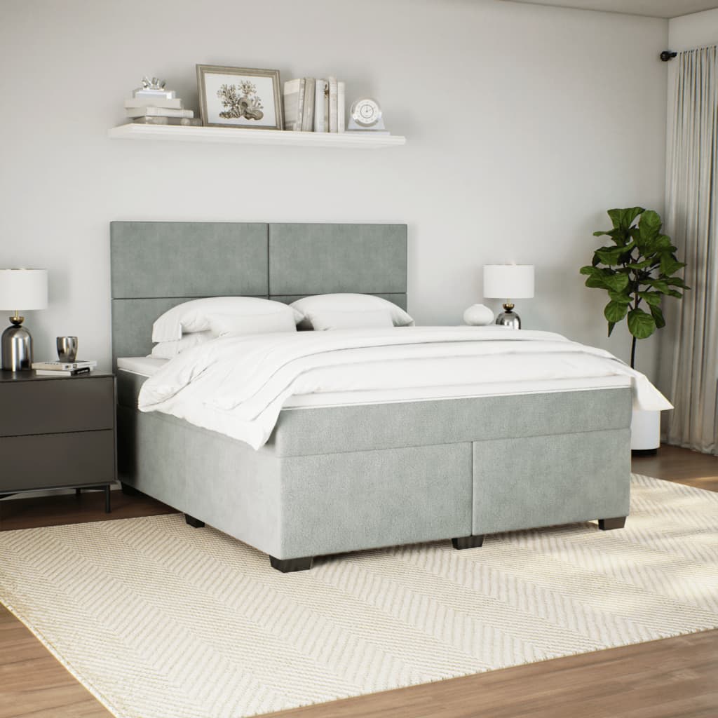 Sommier à lattes de lit et matelas Gris clair 180x200cm Velours - XIOS