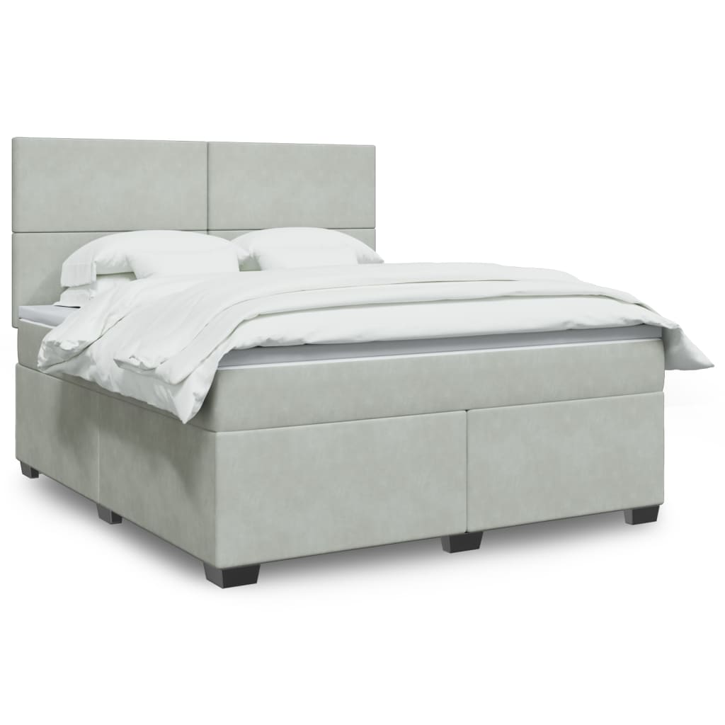 Sommier à lattes de lit et matelas Gris clair 180x200cm Velours - XIOS
