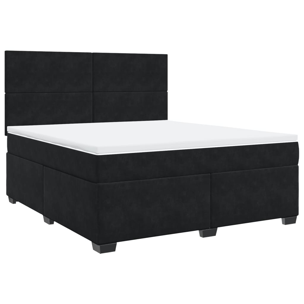 Sommier à lattes de lit avec matelas Noir 180x200 cm Velours - XIOS