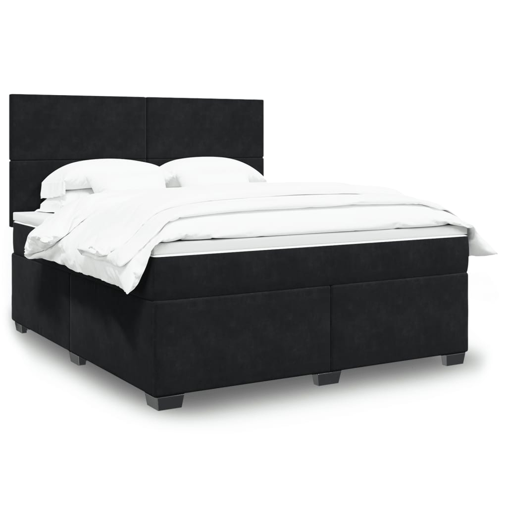 Sommier à lattes de lit avec matelas Noir 180x200 cm Velours - XIOS