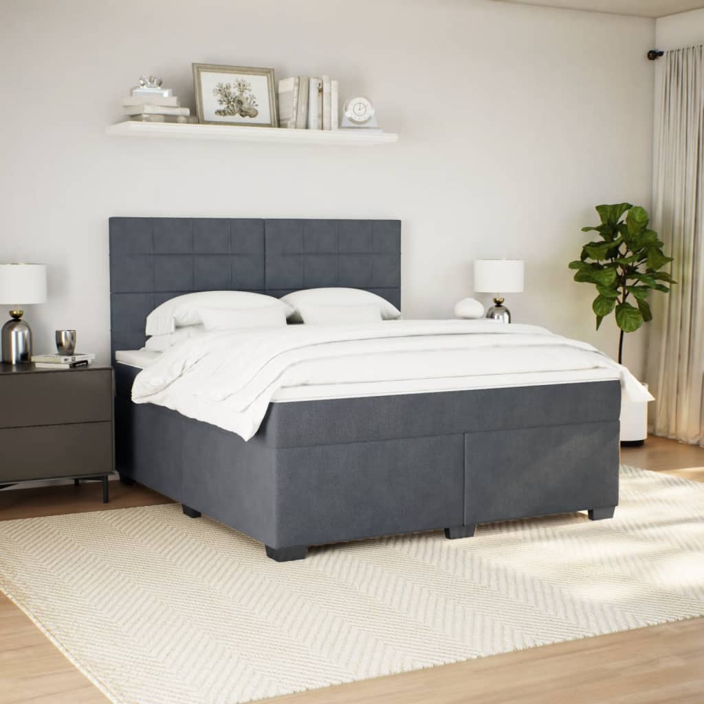 Sommier à lattes de lit et matelas Gris foncé 180x200cm Velours - XIOS