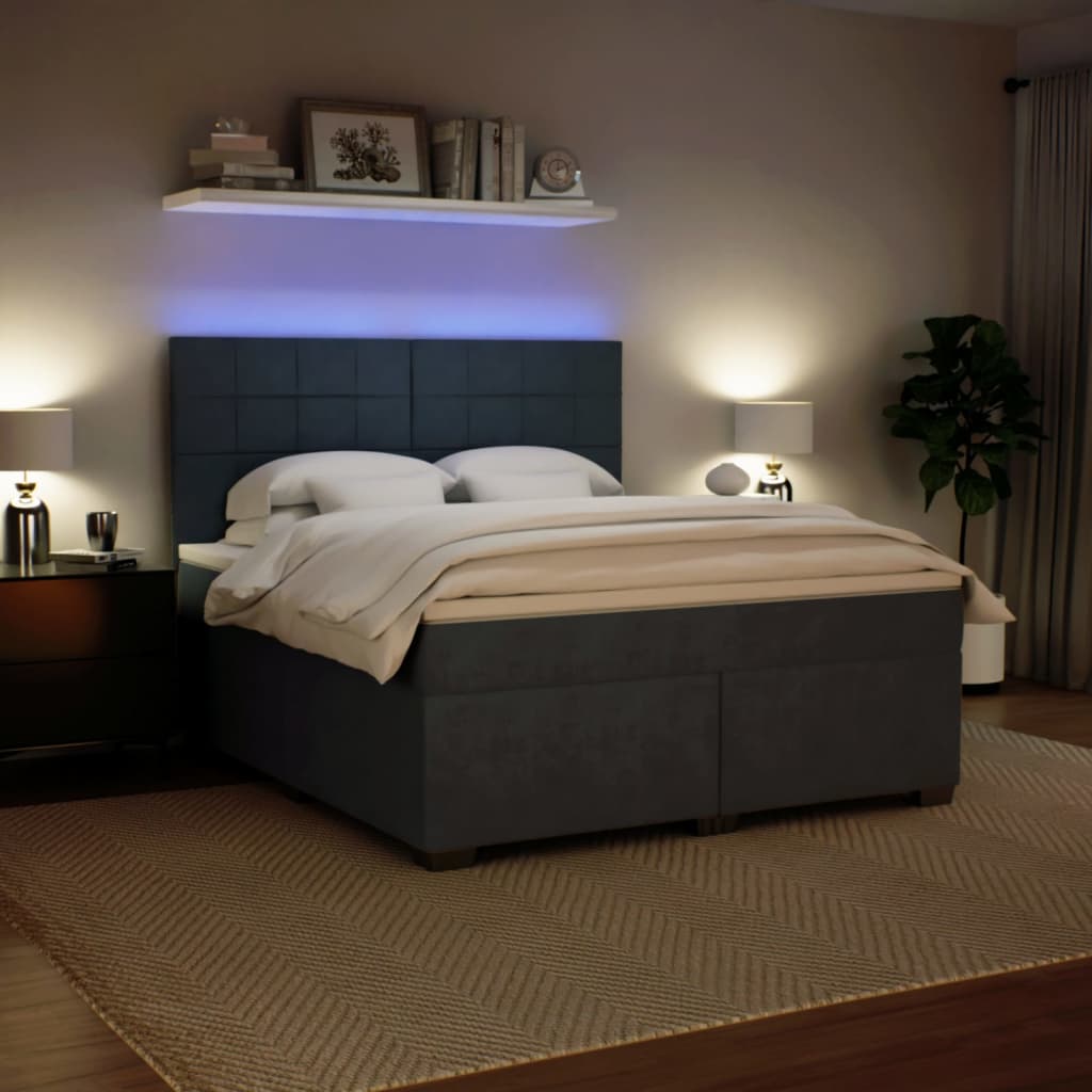 Sommier à lattes de lit et matelas Gris foncé 180x200cm Velours - XIOS