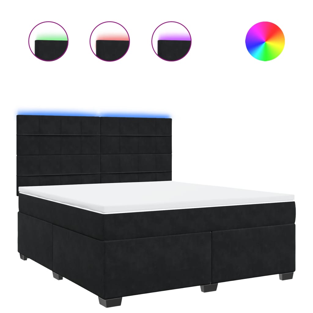 Sommier à lattes de lit avec matelas Noir 180x200 cm Velours - XIOS