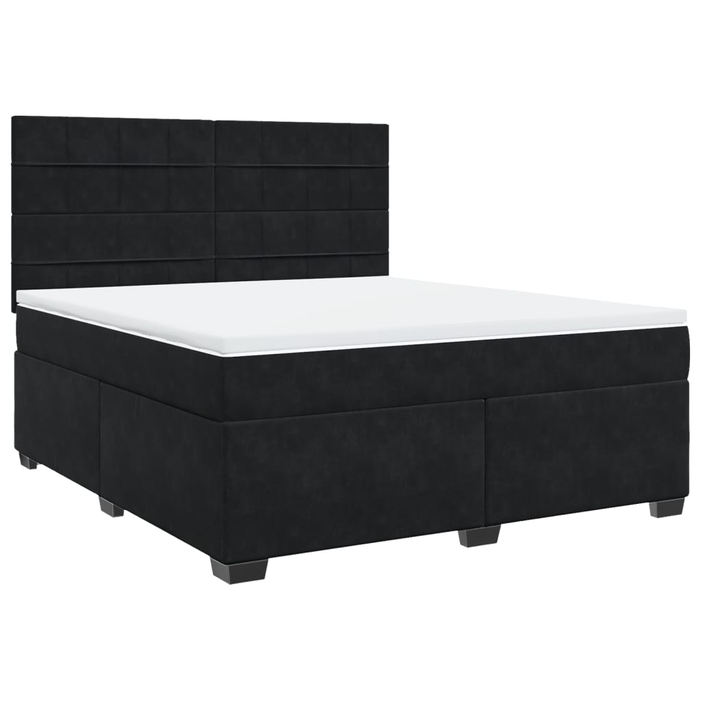Sommier à lattes de lit avec matelas Noir 180x200 cm Velours - XIOS