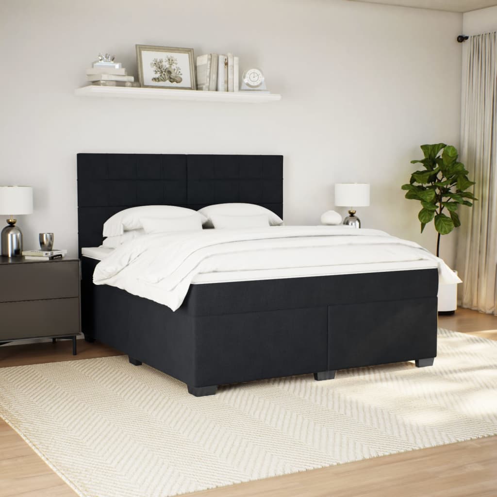 Sommier à lattes de lit avec matelas Noir 180x200 cm Velours - XIOS