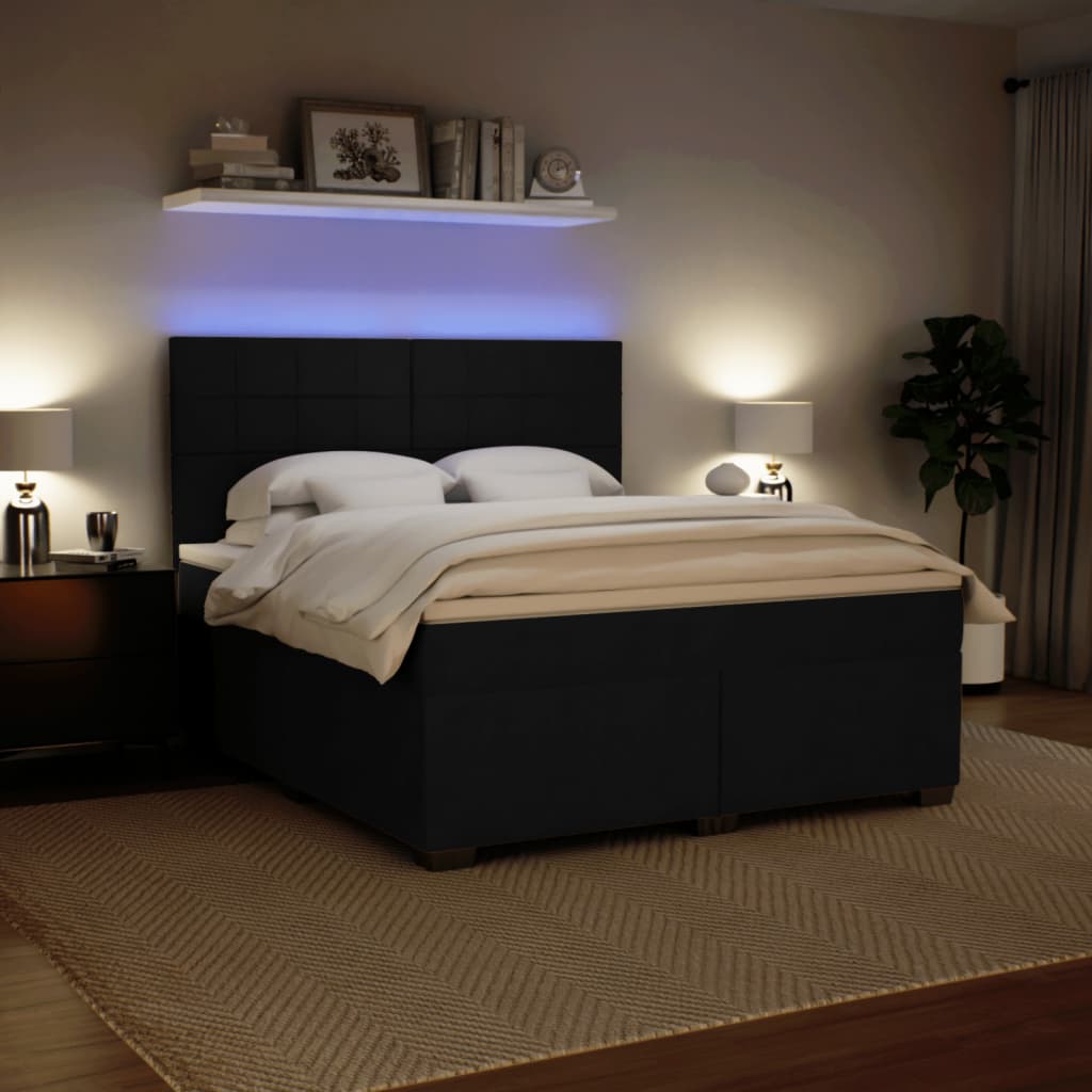 Sommier à lattes de lit avec matelas Noir 180x200 cm Velours - XIOS