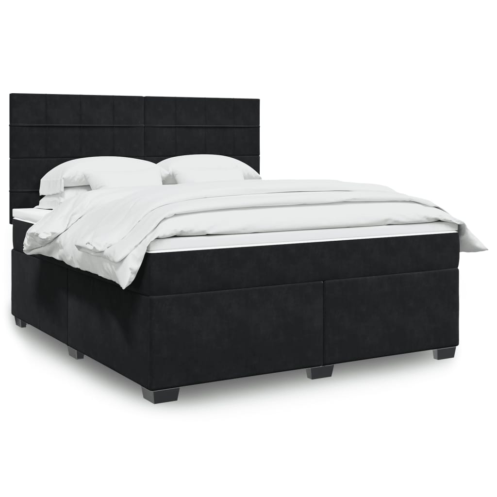 Sommier à lattes de lit avec matelas Noir 180x200 cm Velours - XIOS