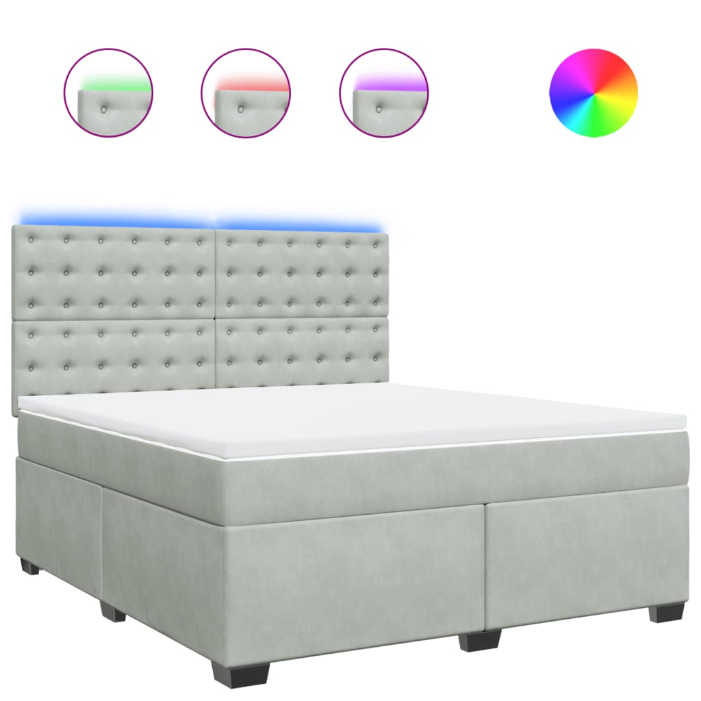 Sommier à lattes de lit et matelas Gris clair 180x200cm Velours - XIOS