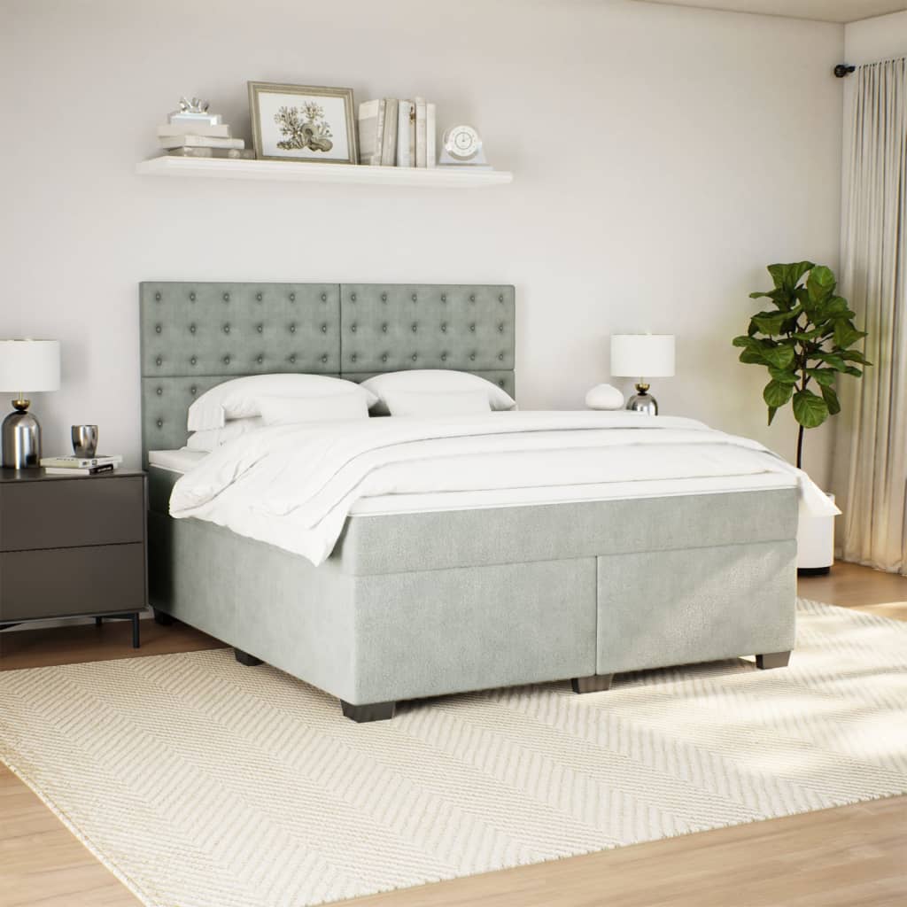 Sommier à lattes de lit et matelas Gris clair 180x200cm Velours - XIOS