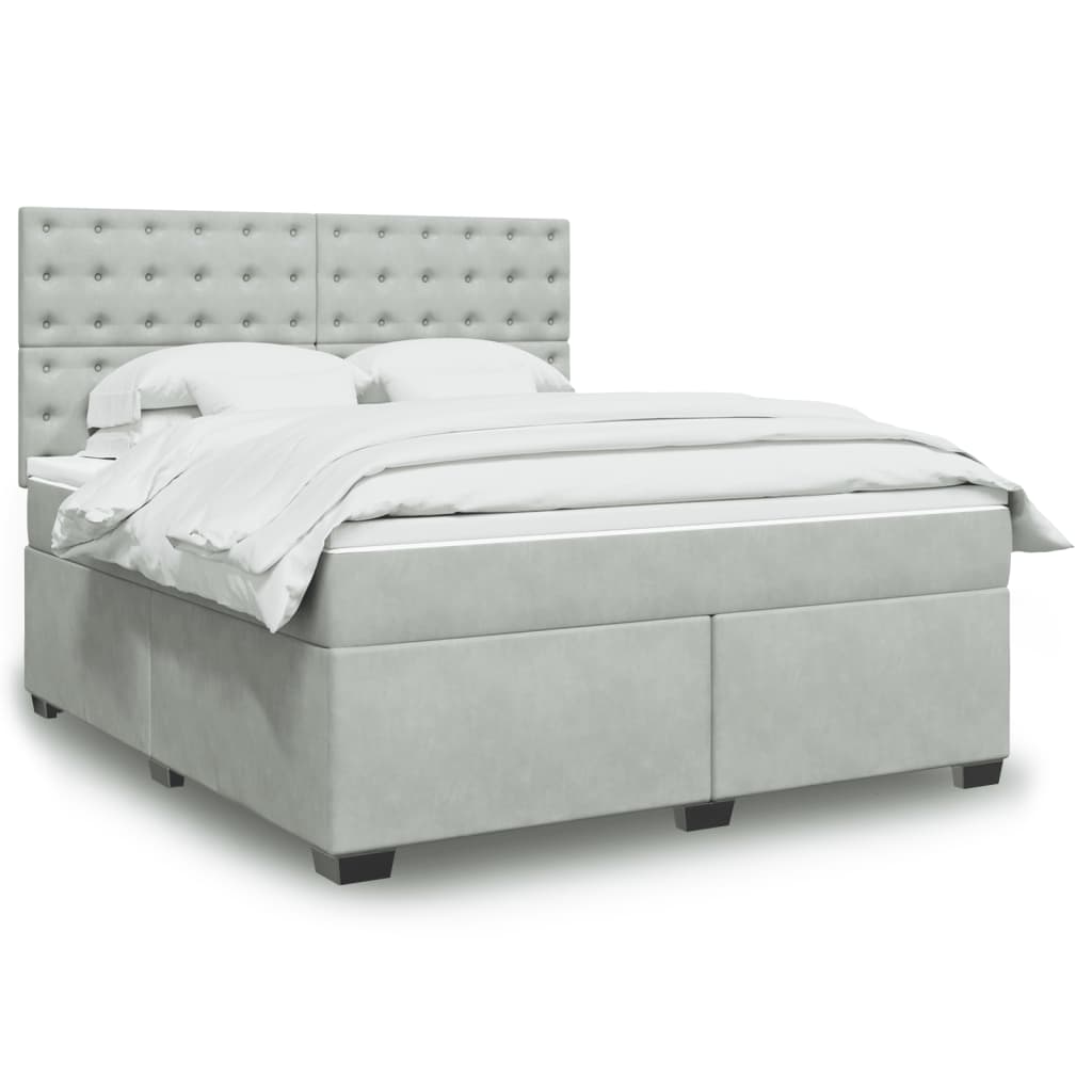 Sommier à lattes de lit et matelas Gris clair 180x200cm Velours - XIOS