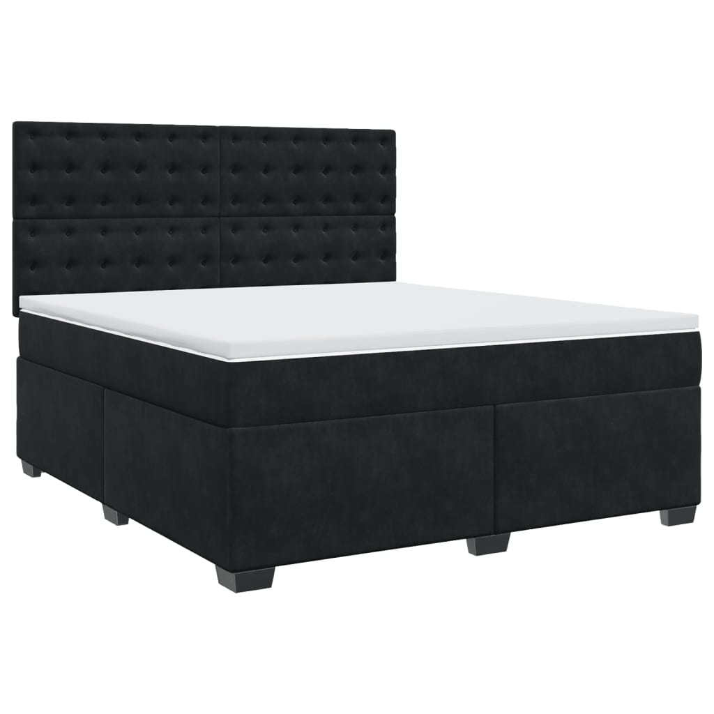 Sommier à lattes de lit avec matelas Noir 180x200 cm Velours - XIOS