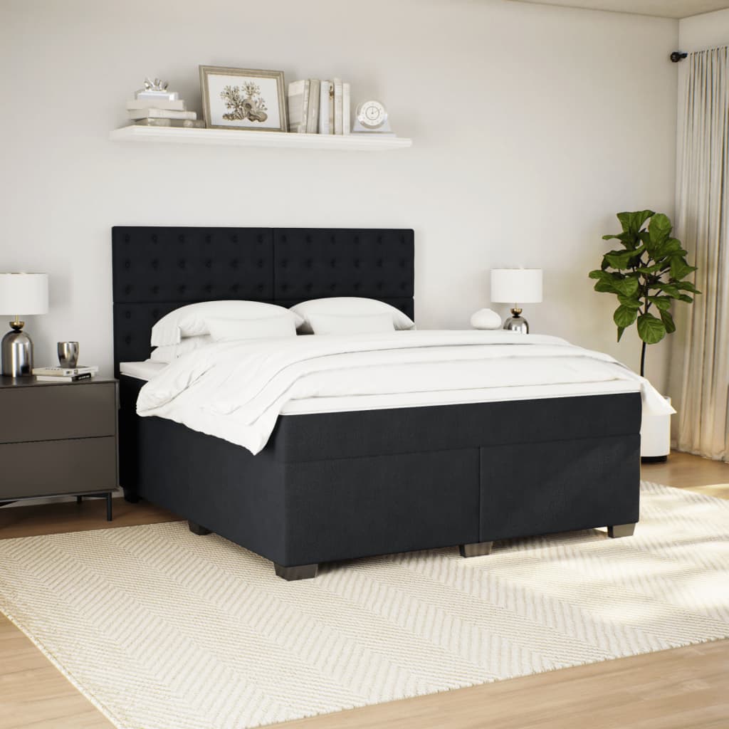 Sommier à lattes de lit avec matelas Noir 180x200 cm Velours - XIOS