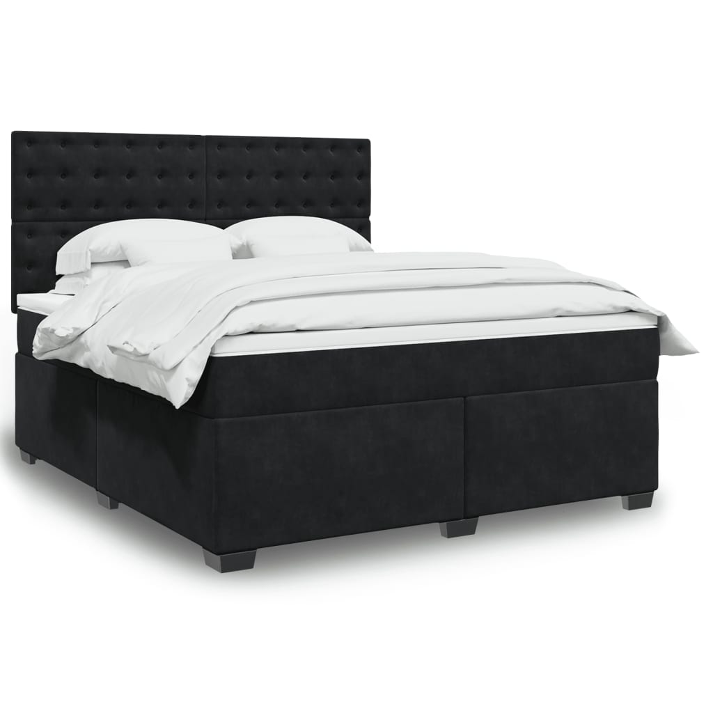 Sommier à lattes de lit avec matelas Noir 180x200 cm Velours - XIOS