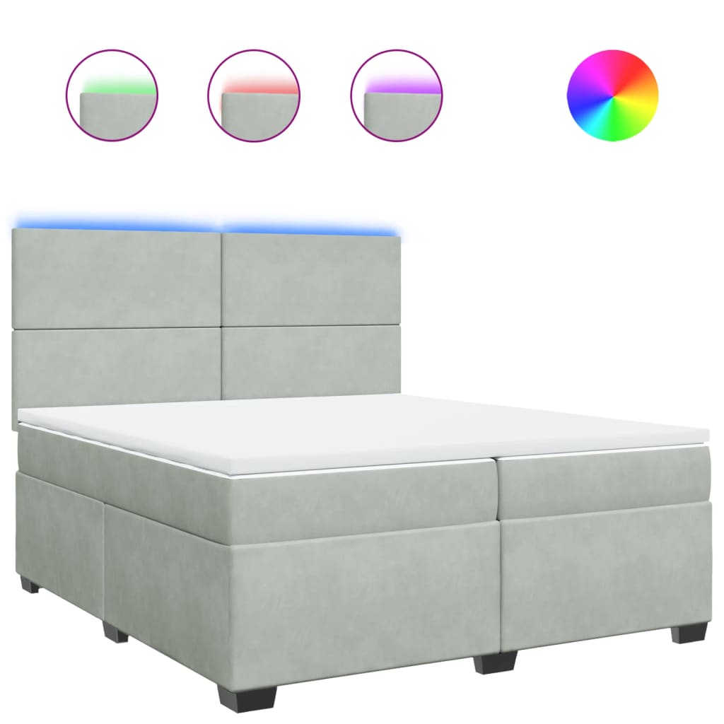 Sommier à lattes de lit et matelas Gris clair 200x200cm Velours - XIOS