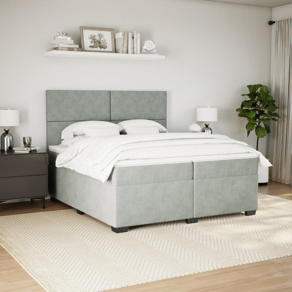 Sommier à lattes de lit et matelas Gris clair 200x200cm Velours - XIOS
