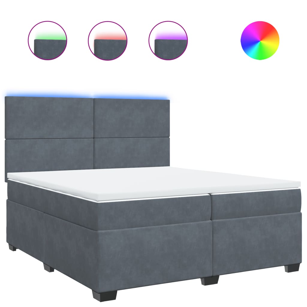 Sommier à lattes de lit et matelas Gris foncé 200x200cm Velours - XIOS