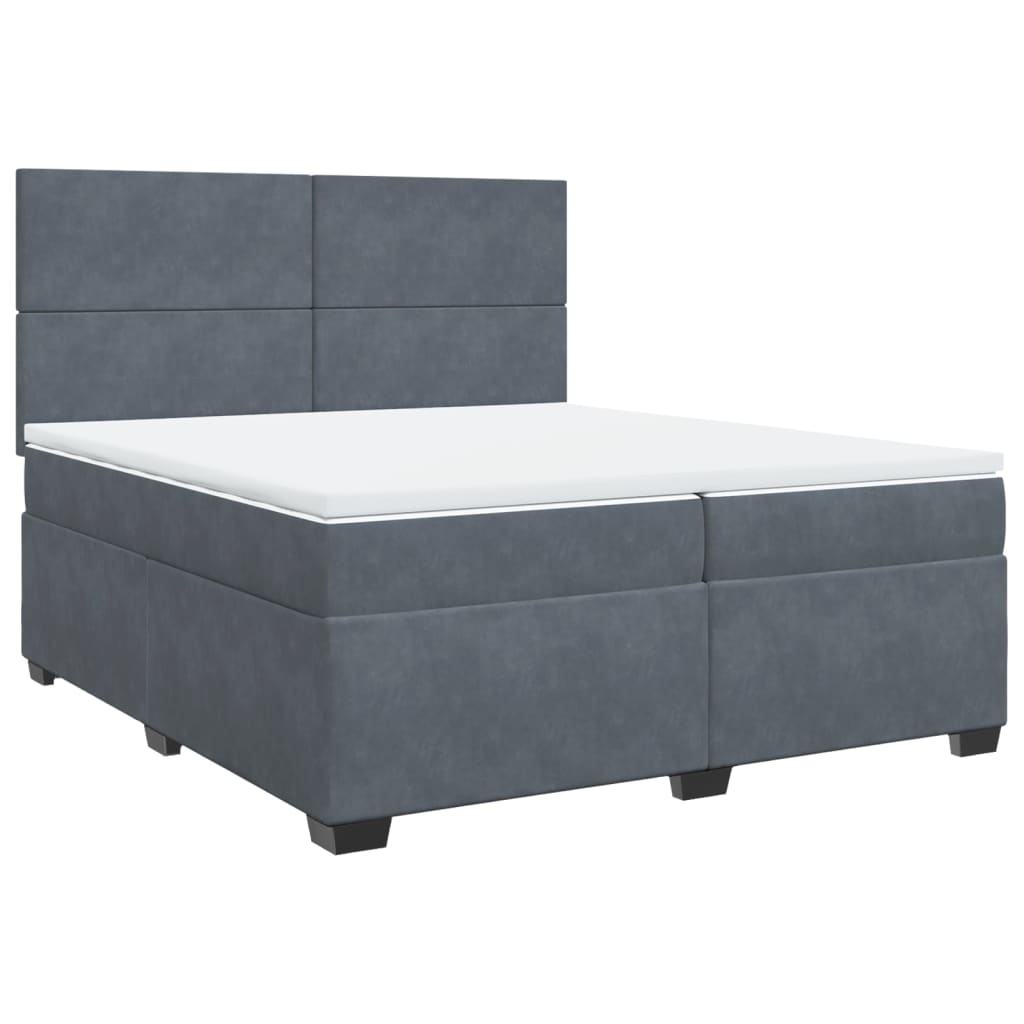 Sommier à lattes de lit et matelas Gris foncé 200x200cm Velours - XIOS