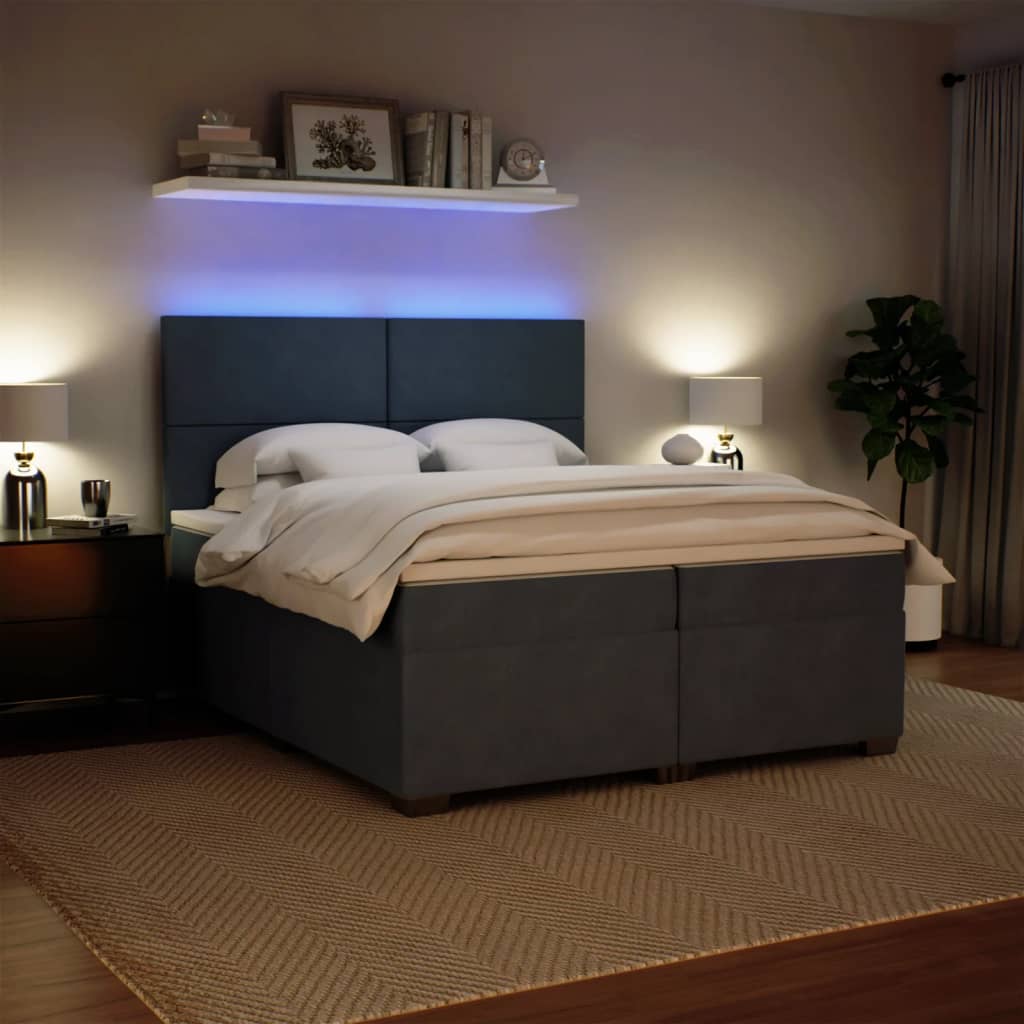 Sommier à lattes de lit et matelas Gris foncé 200x200cm Velours - XIOS