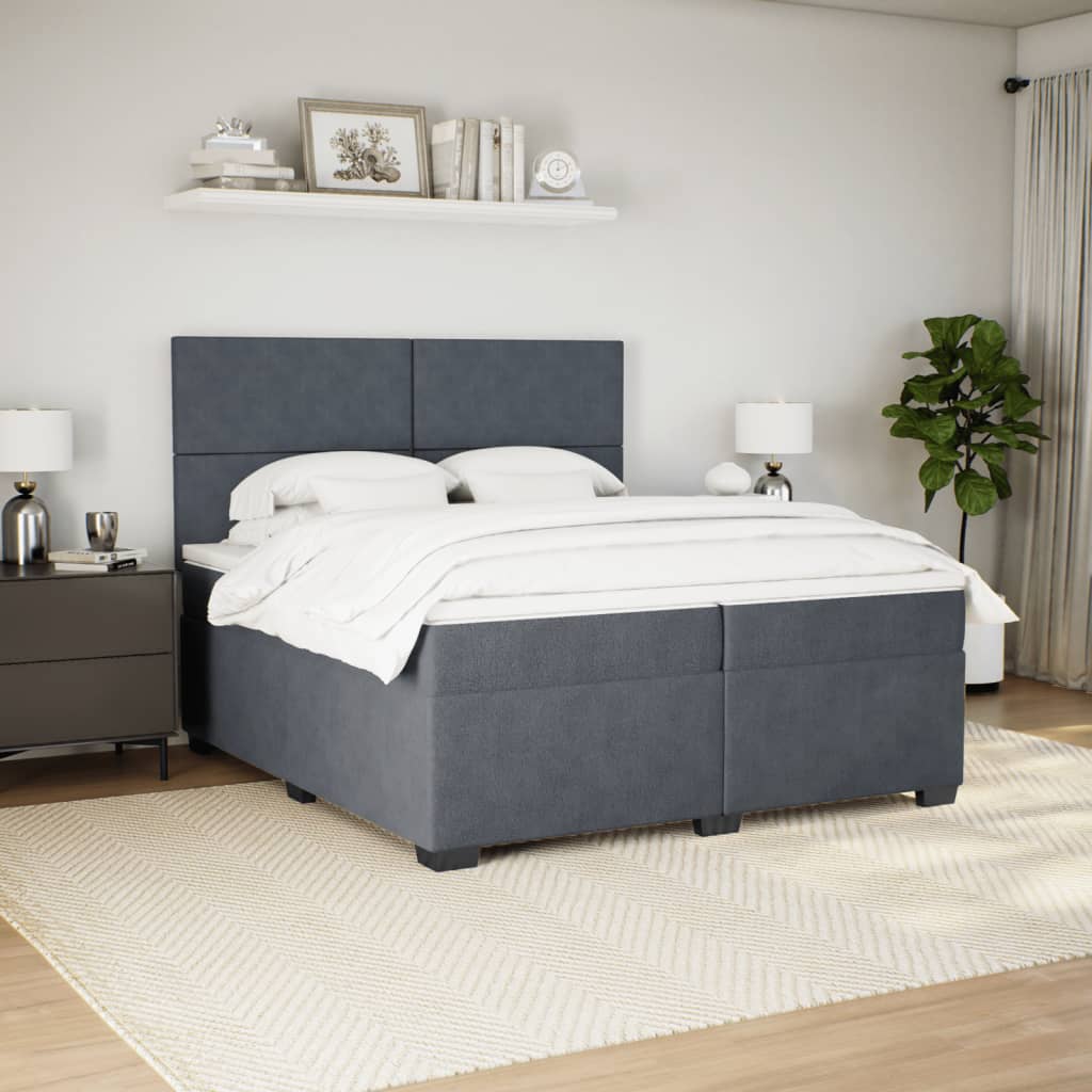Sommier à lattes de lit et matelas Gris foncé 200x200cm Velours - XIOS