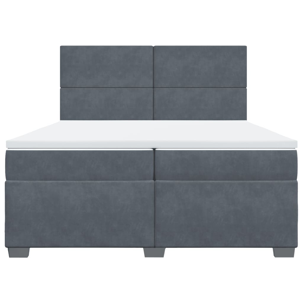Sommier à lattes de lit et matelas Gris foncé 200x200cm Velours - XIOS