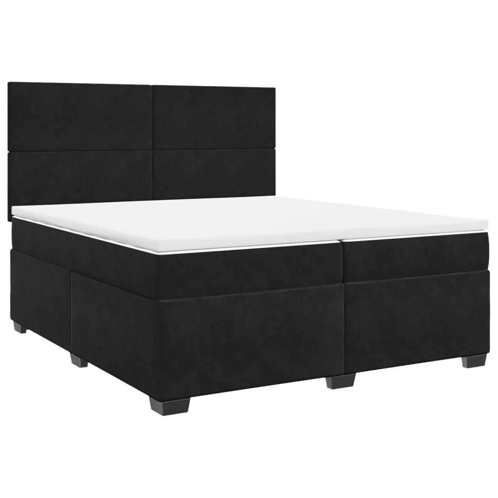 Sommier à lattes de lit et matelas Noir 200x200 cm Velours - XIOS