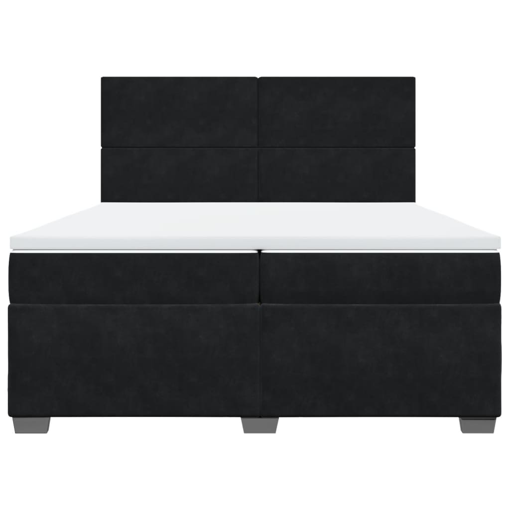 Sommier à lattes de lit et matelas Noir 200x200 cm Velours - XIOS