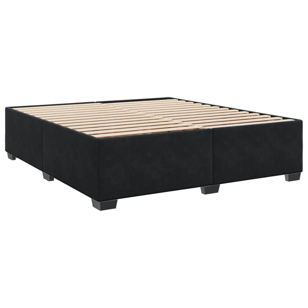 Sommier à lattes de lit et matelas Noir 200x200 cm Velours - XIOS