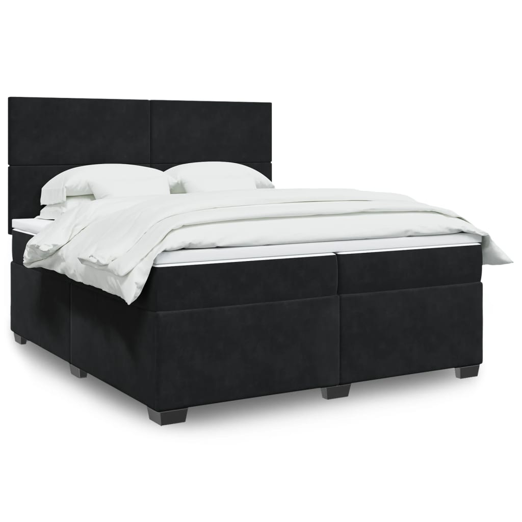 Sommier à lattes de lit et matelas Noir 200x200 cm Velours - XIOS