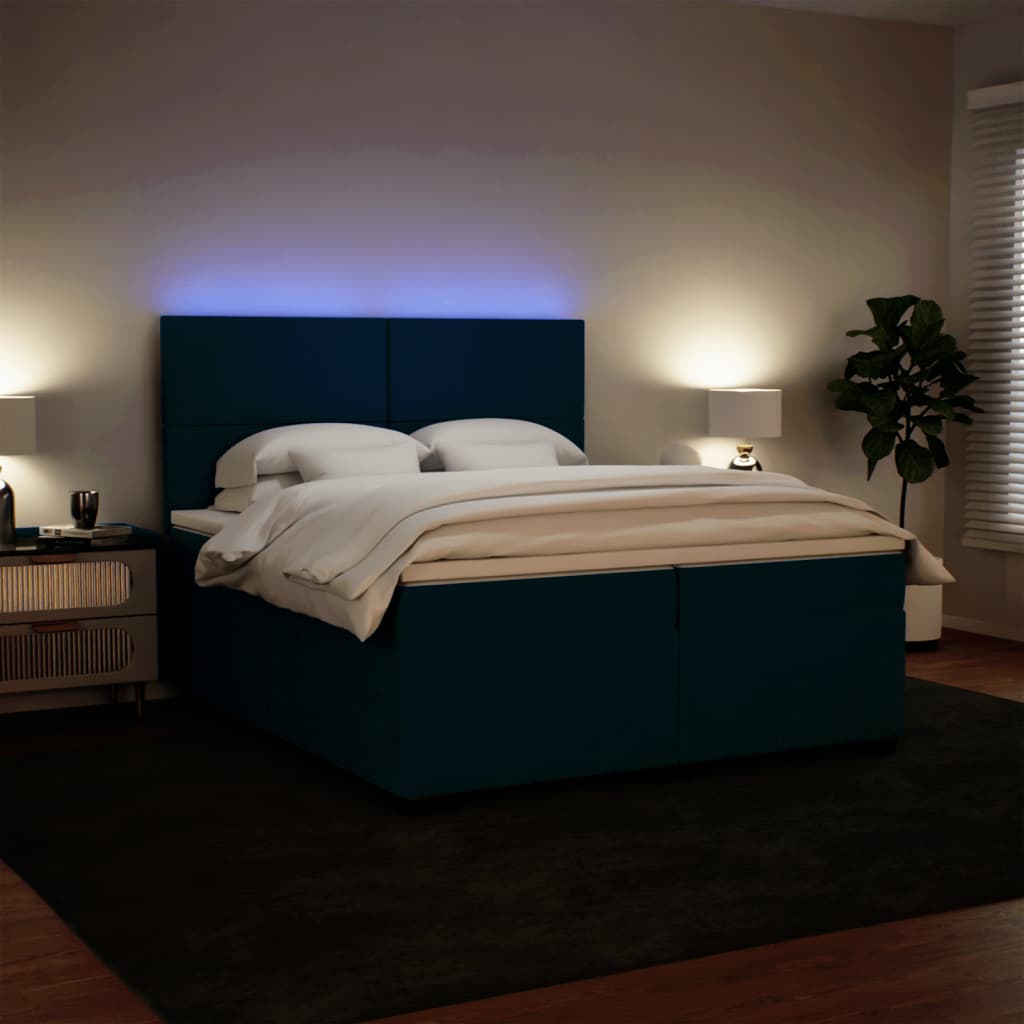 Sommier à lattes de lit et matelas Bleu 200x200 cm velours - XIOS